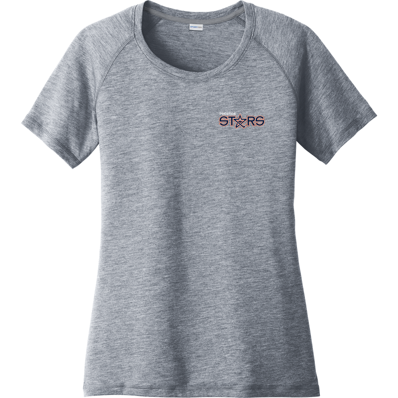 Prestige Stars Ladies PosiCharge Tri-Blend Wicking Scoop Neck Raglan Tee