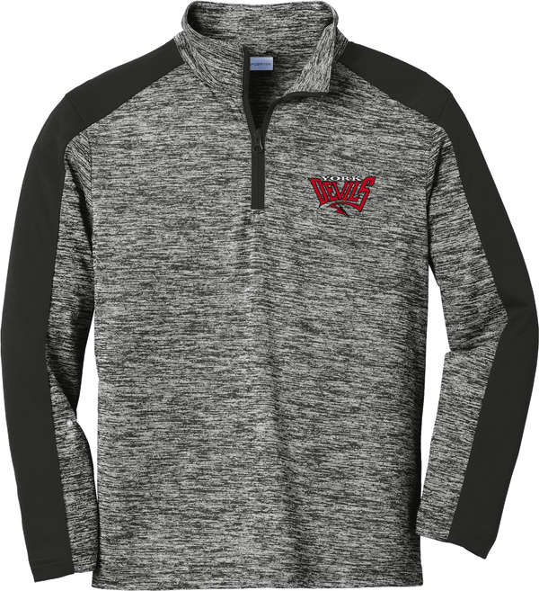 York Devils Youth PosiCharge  Electric Heather Colorblock 1/4-Zip Pullover